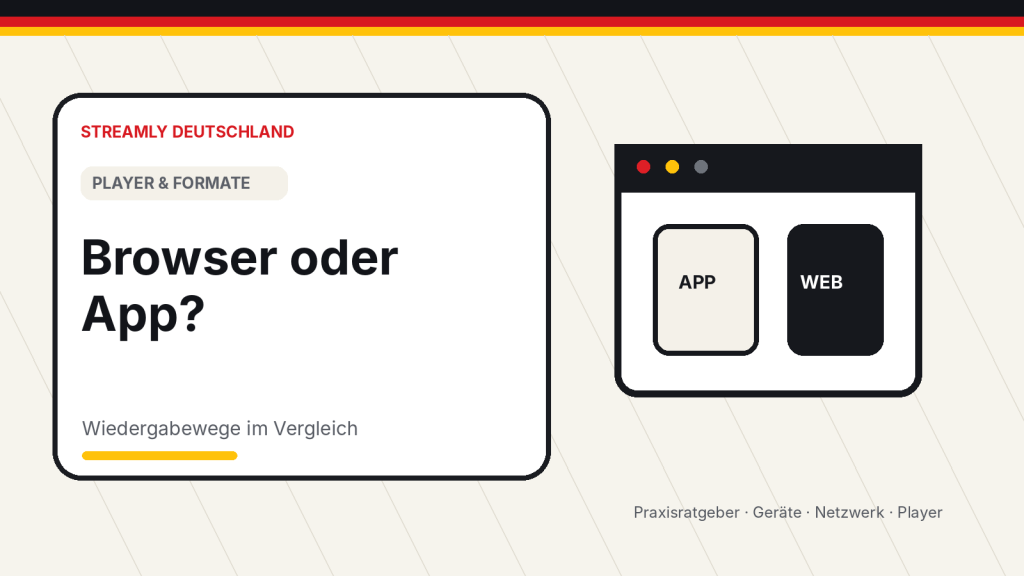 Vergleich zwischen Webbrowser und nativer Streaming-App auf mehreren Geräten