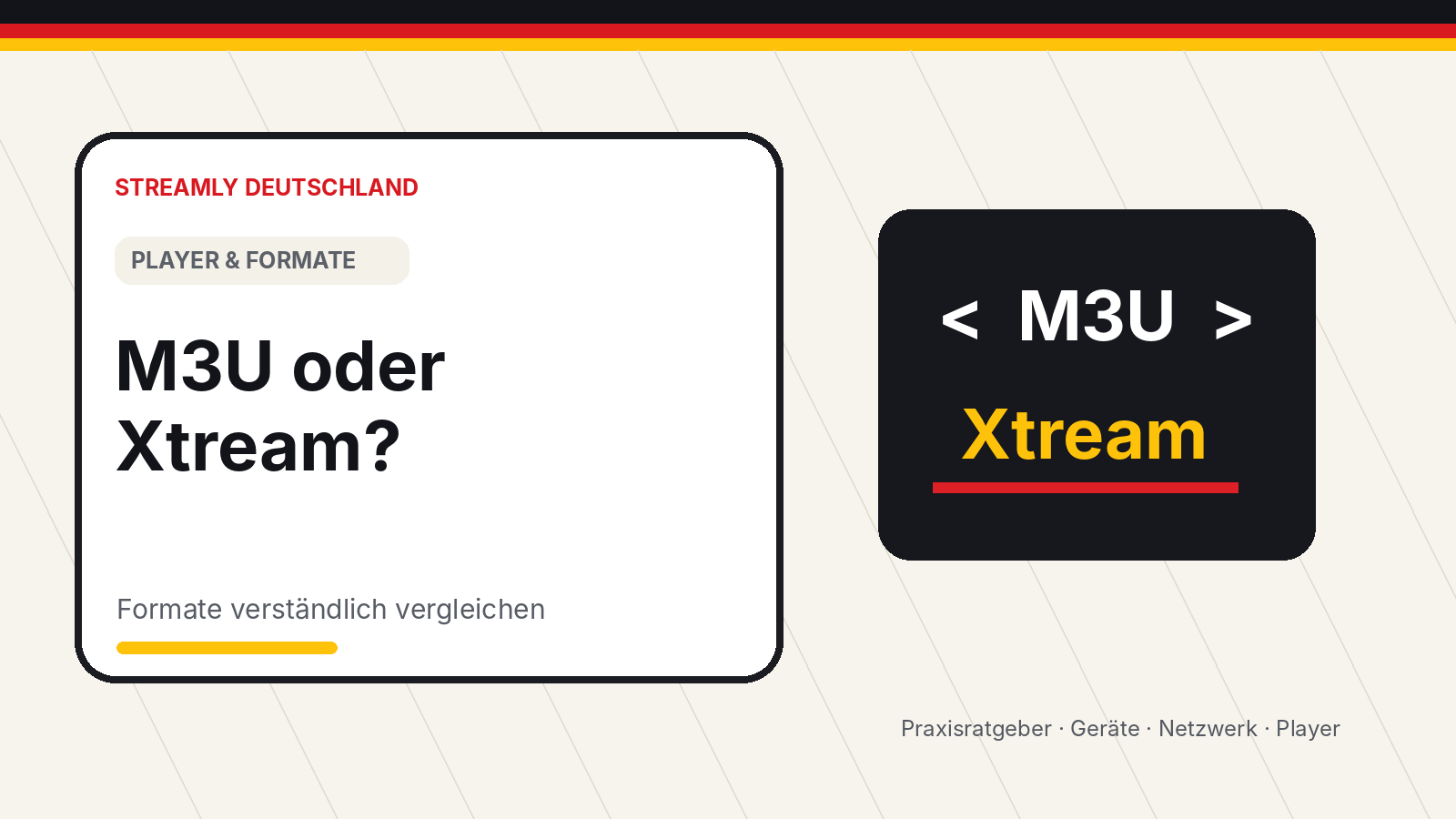 Vergleich zwischen M3U-Link und Xtream-Anmeldung in einem Streaming-Player